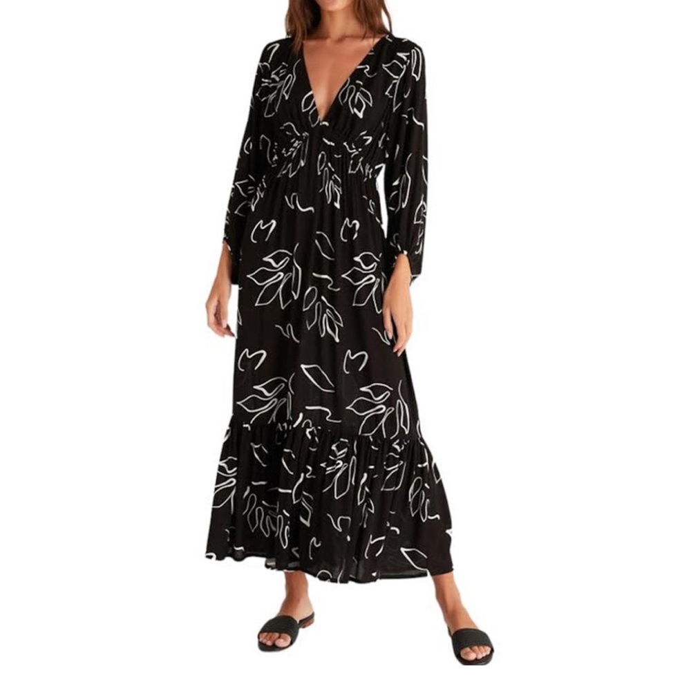 Z Supply Celina Abstract Floral Maxi Dress, New with Tag, Black/White